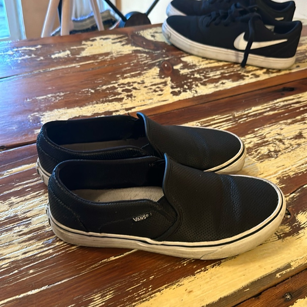 Black leather vans, good condition gently used
